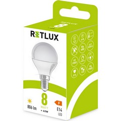 RETLUX RLL 435 G45 E14 miniG 8W WW LED žárovka baňka